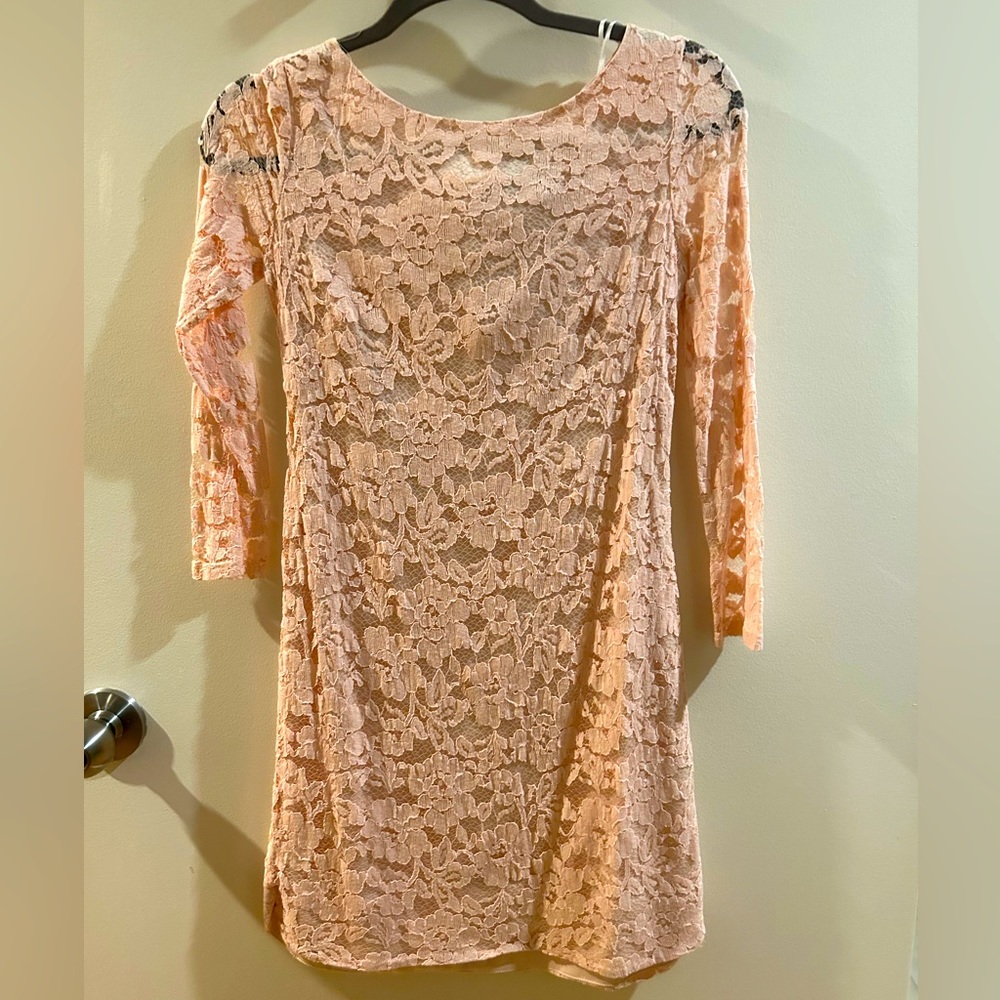 Long Sleeve Pink Lace Dress